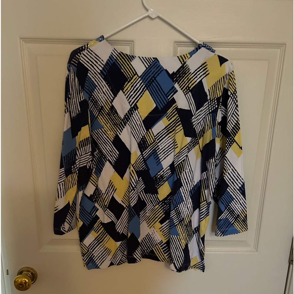 Multicolored Asymmetrical 3/4 Sleeve Blouse